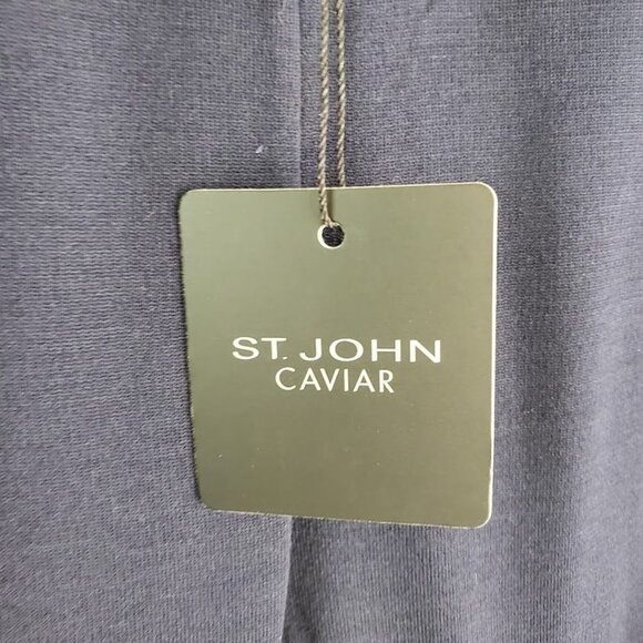 St. John Caviar Kasia Navy Knit Pants Size 2 Wool Blend Pull-On NWT - Picture 2 of 8
